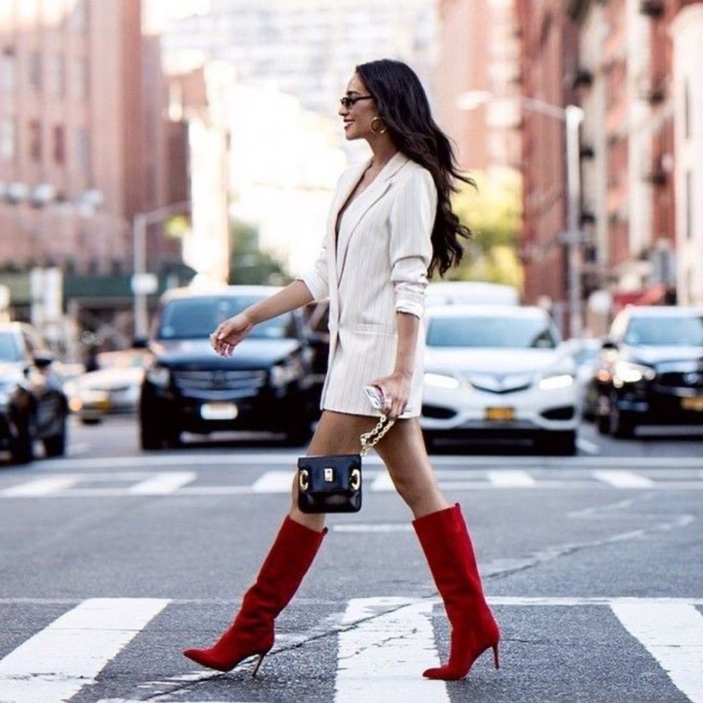 Sam Edelman OLEN Boot, Candy Red Suede Leather, Size: US 8M / EUR 38